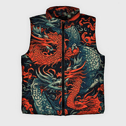 Мужской жилет Красный и серый дракон, цвет: 3D-черный