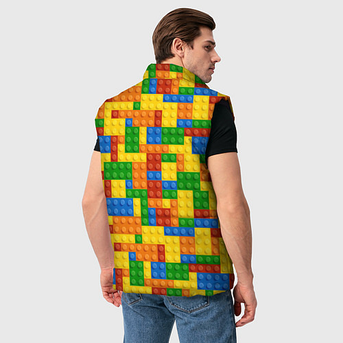 Мужской жилет Лего - разноцветная стена / 3D-Черный – фото 4