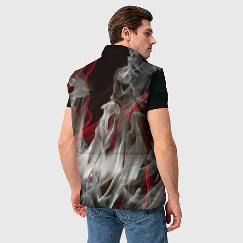 Мужской жилет Дым и красные узоры / 3D-Черный – фото 4