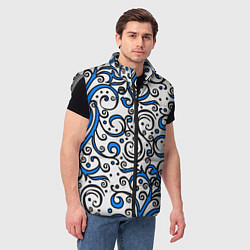 Мужской жилет Синие кружевные узоры, цвет: 3D-светло-серый — фото 2