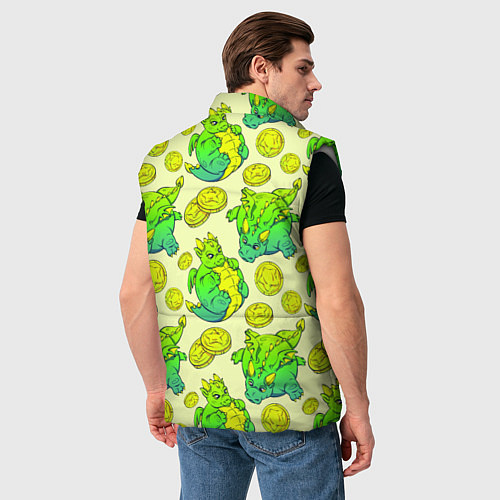 Мужской жилет Круглые драконы с монетами, зеленый / 3D-Светло-серый – фото 4