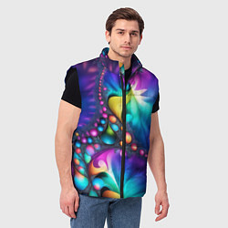 Мужской жилет Розово синий фрактал, цвет: 3D-черный — фото 2