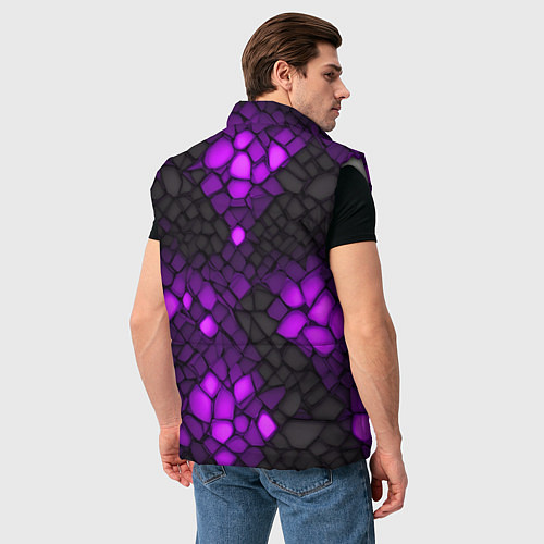 Мужской жилет Фиолетовый трескающийся камень / 3D-Светло-серый – фото 4