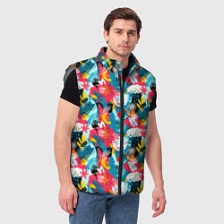 Мужской жилет Тропический цветной узор, цвет: 3D-светло-серый — фото 2