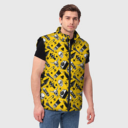 Мужской жилет Музыкальный рокенрольный узор, цвет: 3D-черный — фото 2
