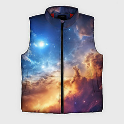 Мужской жилет Оранжевая небула космос, цвет: 3D-красный