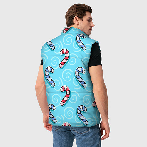 Мужской жилет Новогодний леденец трость / 3D-Черный – фото 4