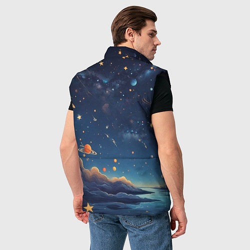 Мужской жилет Нарисованный космос / 3D-Черный – фото 4