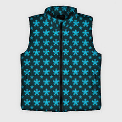 Мужской жилет Паттерн снежинки тёмно-бирюзовый, цвет: 3D-черный