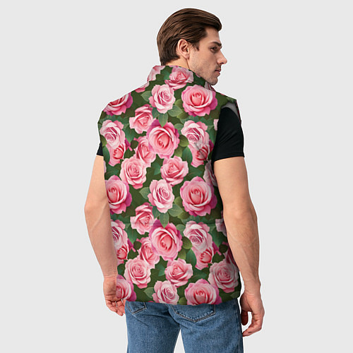 Мужской жилет Розовые розы паттерн / 3D-Светло-серый – фото 4