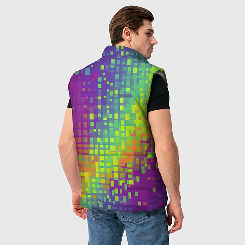 Мужской жилет Разноцветные пиксели / 3D-Светло-серый – фото 4