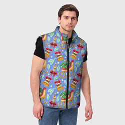Мужской жилет Новогодний праздничный узор, цвет: 3D-черный — фото 2