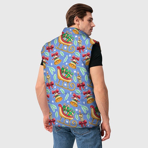 Мужской жилет Новогодний праздничный узор / 3D-Черный – фото 4