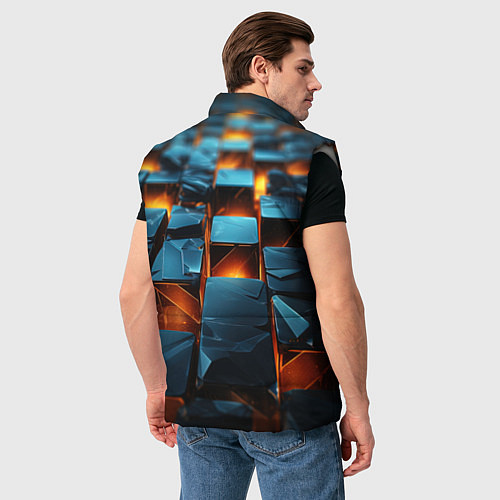 Мужской жилет Темные плитки в лаве / 3D-Светло-серый – фото 4
