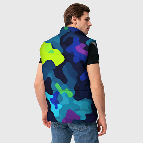 Мужской жилет Яркие кислотные пятна паттерн / 3D-Светло-серый – фото 4