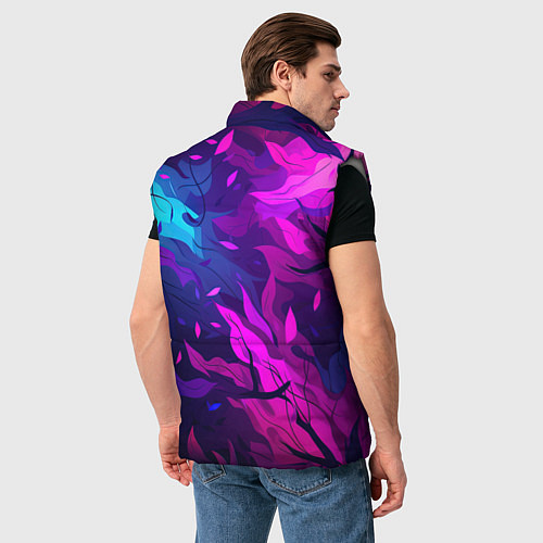 Мужской жилет Фиолетовые яркие лепестки / 3D-Светло-серый – фото 4