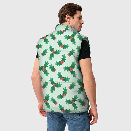 Мужской жилет Рождественская омела / 3D-Светло-серый – фото 4