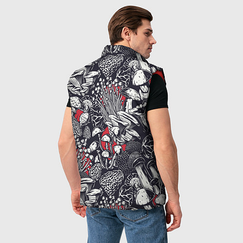 Мужской жилет Разные грибы / 3D-Красный – фото 4
