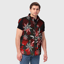 Мужской жилет Рождественские снежинки, цвет: 3D-красный — фото 2