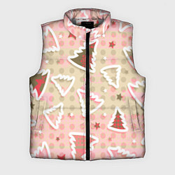 Мужской жилет Розовые узоры ёлки, цвет: 3D-светло-серый