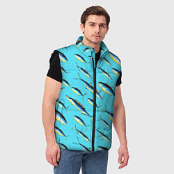 Мужской жилет Косяк рыб в море, цвет: 3D-черный — фото 2