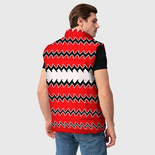 Мужской жилет White and red stripes / 3D-Черный – фото 4