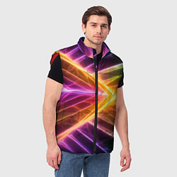 Мужской жилет Неоновые молнии в цветном льду, цвет: 3D-красный — фото 2