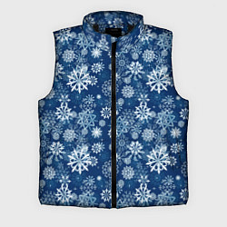 Мужской жилет Snowflakes on a blue background, цвет: 3D-черный