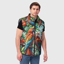 Мужской жилет Попугаи Ара - тропики джунгли, цвет: 3D-светло-серый — фото 2