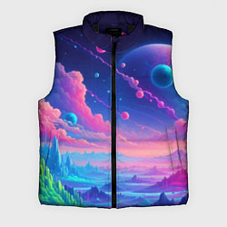 Мужской жилет Fantastic space landscape - neon glow