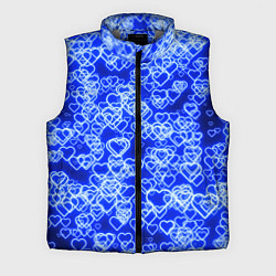 Мужской жилет Неоновые сердечки синие, цвет: 3D-светло-серый