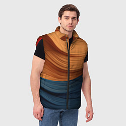 Мужской жилет Оранжевая и синяя абстракция, цвет: 3D-красный — фото 2