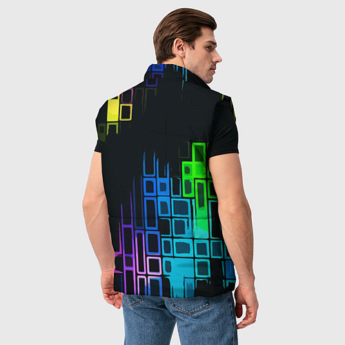 Мужской жилет Разноцветные прямоугольники на чёрном фоне / 3D-Черный – фото 4