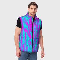 Мужской жилет Абстрактные полосы неоновый, цвет: 3D-черный — фото 2