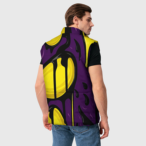 Мужской жилет Желтые яркие пятна краски на фиолетовом / 3D-Черный – фото 4