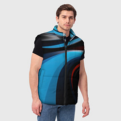 Мужской жилет Черные и синии волны спортивный стиль, цвет: 3D-черный — фото 2