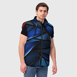 Мужской жилет Синие объемные геометрические объекты, цвет: 3D-красный — фото 2
