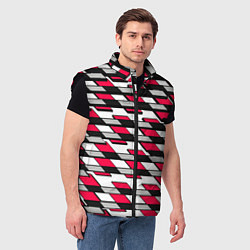 Мужской жилет Красные четырёхугольники на белом фоне, цвет: 3D-черный — фото 2