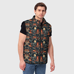 Мужской жилет Японский старый город, цвет: 3D-черный — фото 2