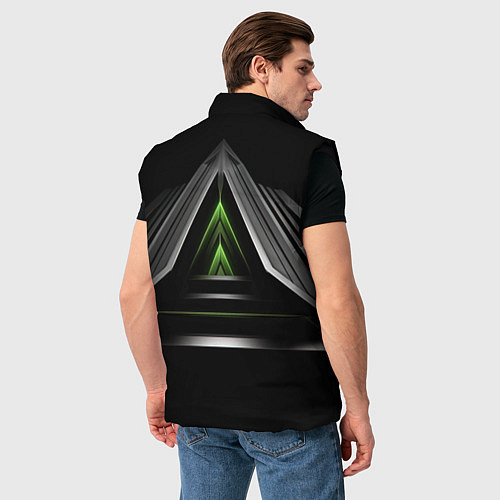 Мужской жилет Black green abstract nvidia style / 3D-Черный – фото 4
