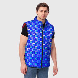 Мужской жилет Синие квадраты на белом фоне, цвет: 3D-красный — фото 2