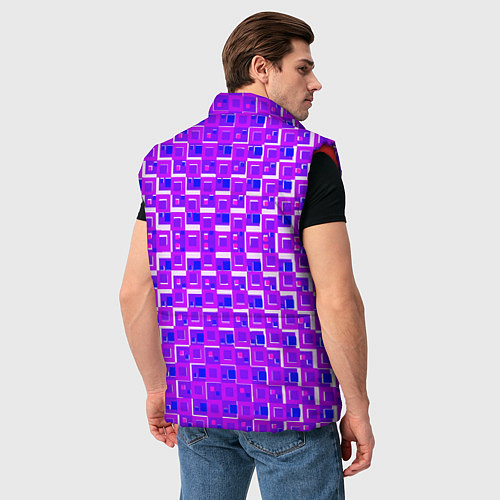 Мужской жилет Фиолетовые квадраты на белом фоне / 3D-Красный – фото 4