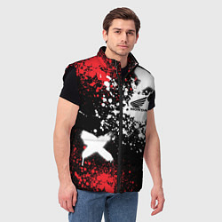 Мужской жилет Хонда на фоне граффити и брызг красок, цвет: 3D-черный — фото 2