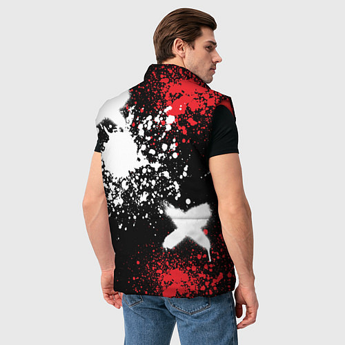 Мужской жилет Форд на фоне граффити и брызг красок / 3D-Красный – фото 4