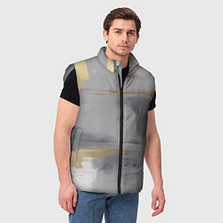 Мужской жилет Серо золотая абстракция, цвет: 3D-светло-серый — фото 2
