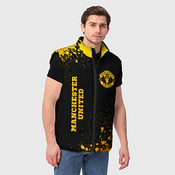 Мужской жилет Manchester United - gold gradient вертикально, цвет: 3D-черный — фото 2