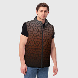 Мужской жилет Коричневый градиент мозаика, цвет: 3D-черный — фото 2