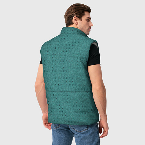 Мужской жилет Тёмно-бирюзовый в мелкую полосочку / 3D-Светло-серый – фото 4