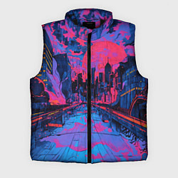 Мужской жилет Город в психоделических цветах, цвет: 3D-черный