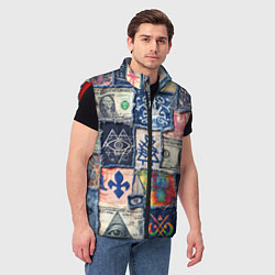 Мужской жилет Баксы на дениме пэчворк, цвет: 3D-красный — фото 2